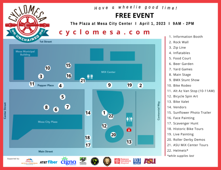 CycloMesa 2023 Map (at the Plaza at Mesa City Center)
